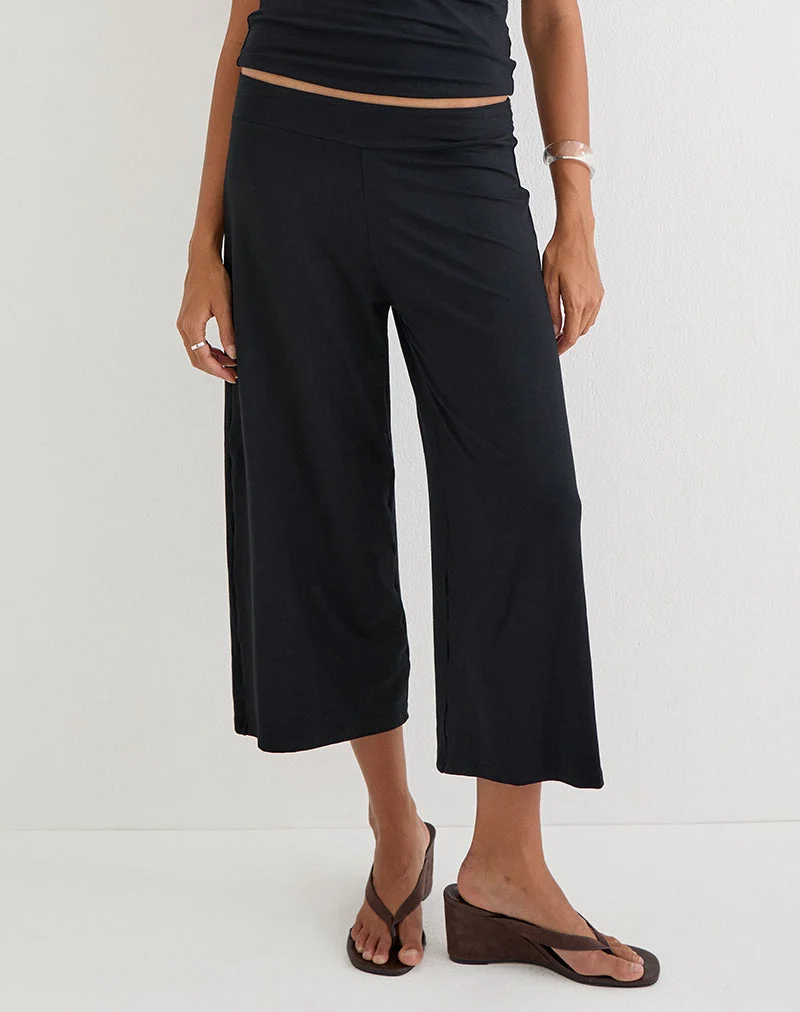 Pantalon Ano Capri en jersey de rayonne, noir
