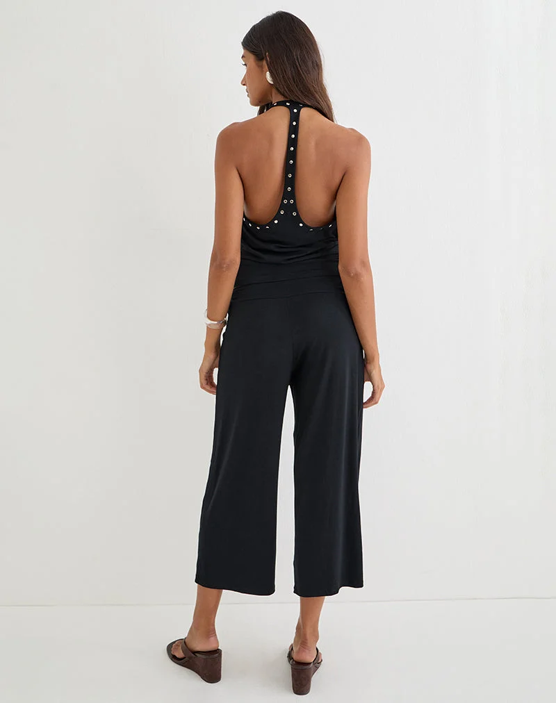 Pantalon Ano Capri en jersey de rayonne, noir