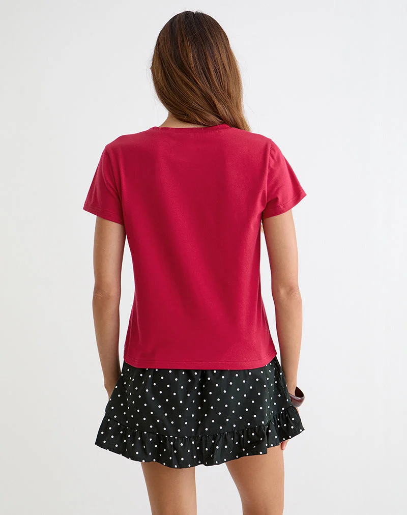 T-shirt Alio rouge écarlate avec motif « Thank You » orné de strass