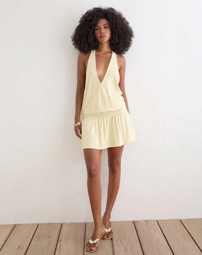 Mini-robe croisée « Pippa Plunge » couleur citron