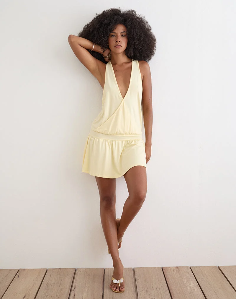 Mini-robe croisée « Pippa Plunge » couleur citron