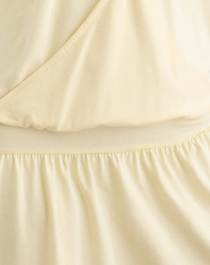 Mini-robe croisée « Pippa Plunge » couleur citron