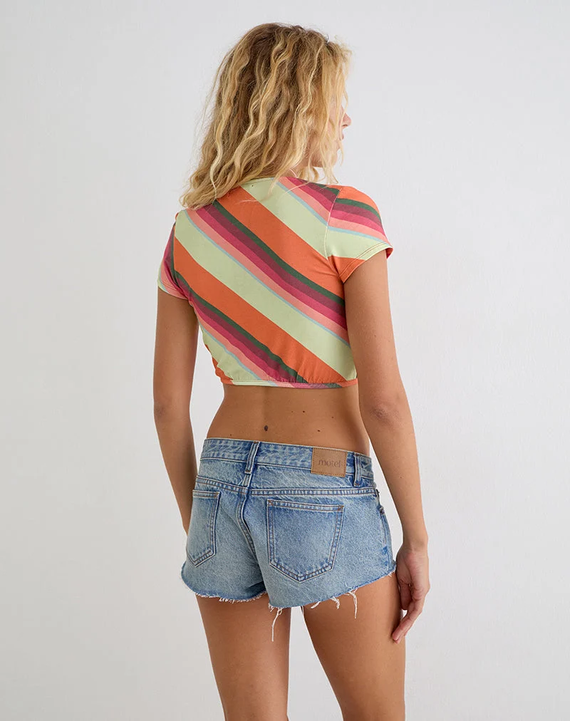Haut croisé « Espera » à rayures multicolores orange