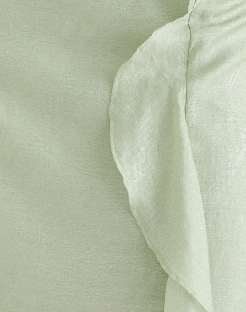 Jupe mi-longue Aksaya en mousseline chatoyante couleur olive