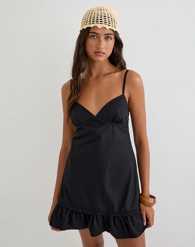 Mini-robe Tavita en popeline noire