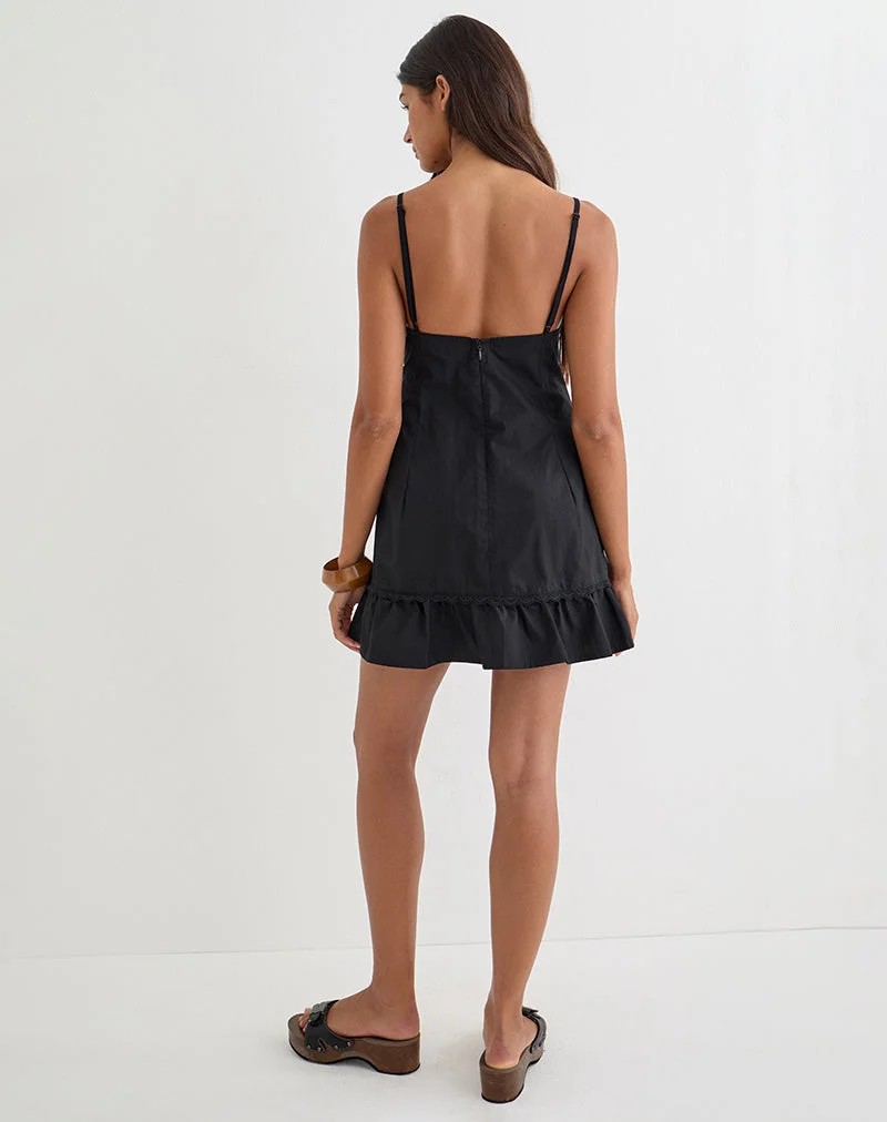 Mini-robe Tavita en popeline noire
