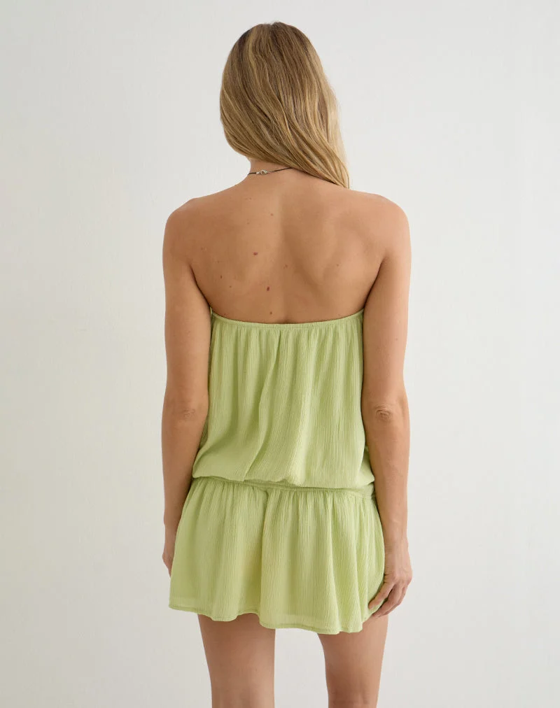 Mini-robe Moka, couleur pistache froissée