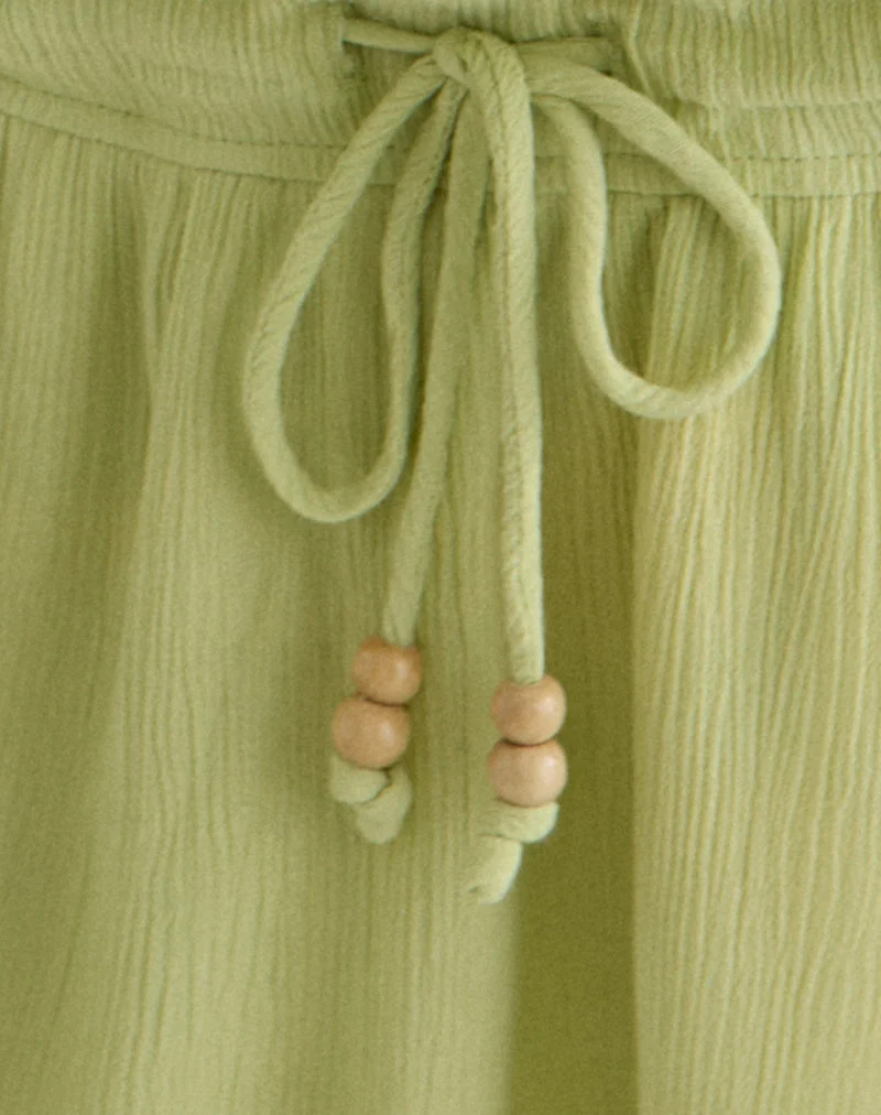 Mini-robe Moka, couleur pistache froissée