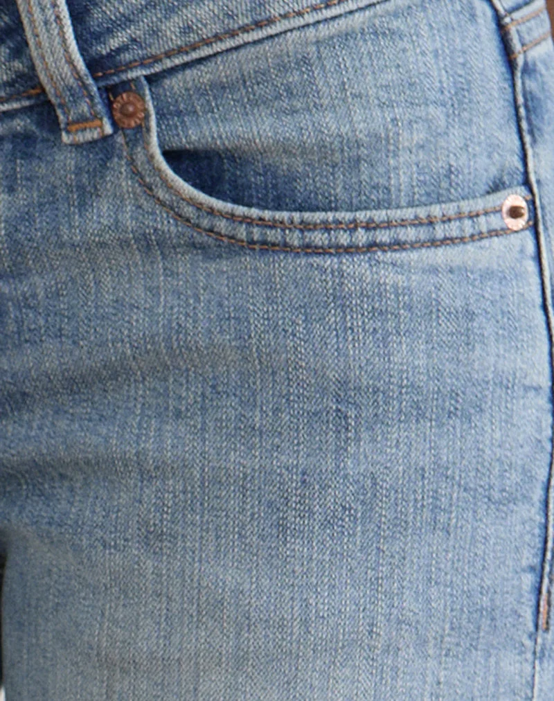 Pantalon capri en denim, délavage bleu vintage