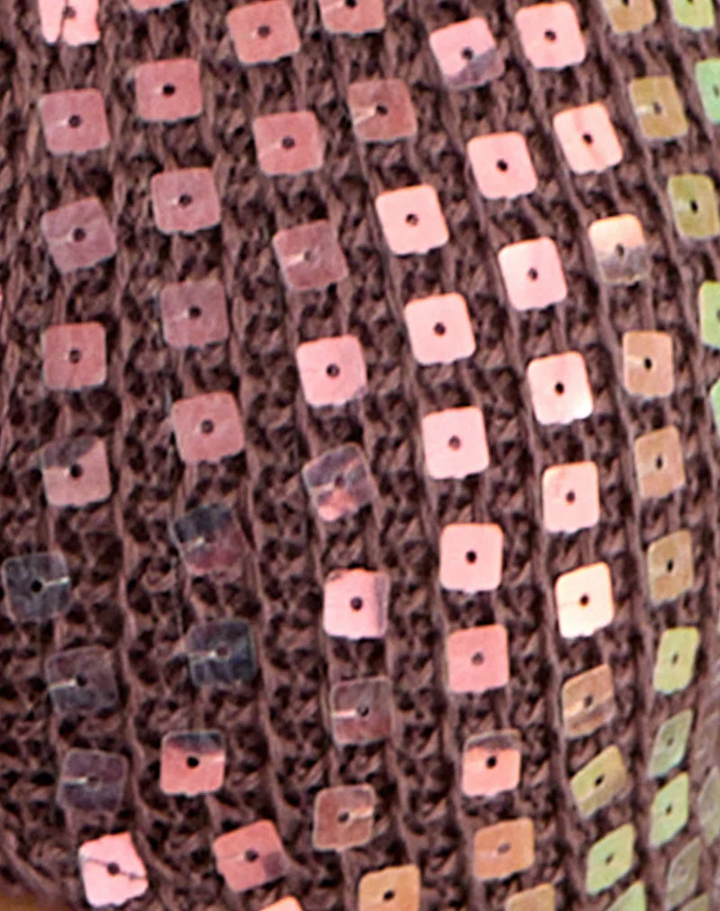 Haut sans manches Mirea en maille à paillettes, marron foncé