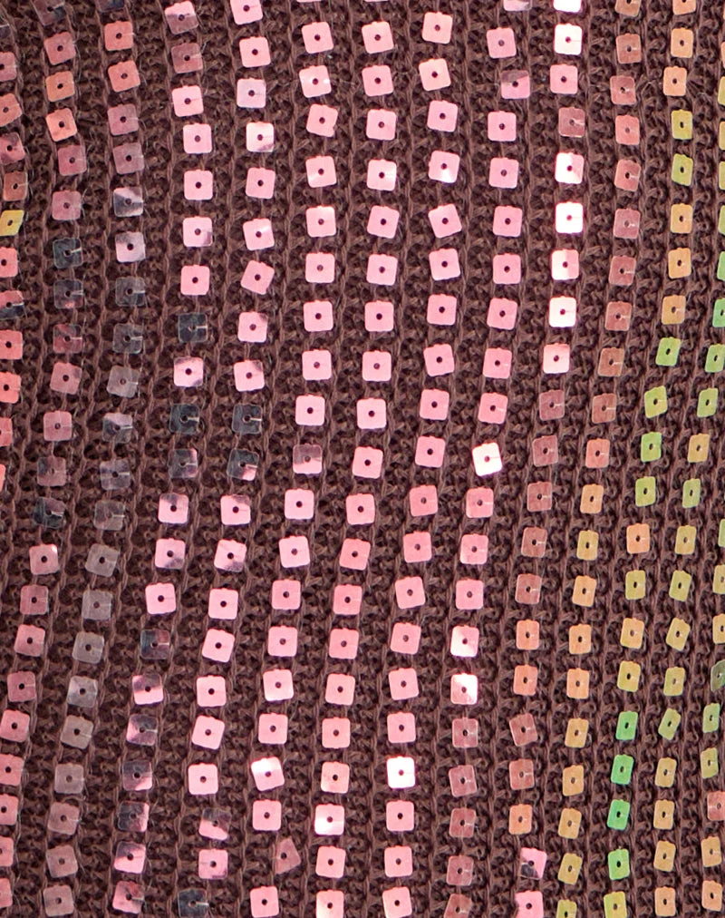 Haut à col licou Kelabu en maille à paillettes, marron foncé