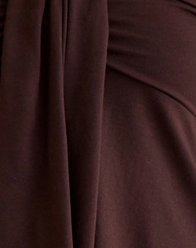 Haut à col licou Lue en jersey de rayonne, marron chocolat