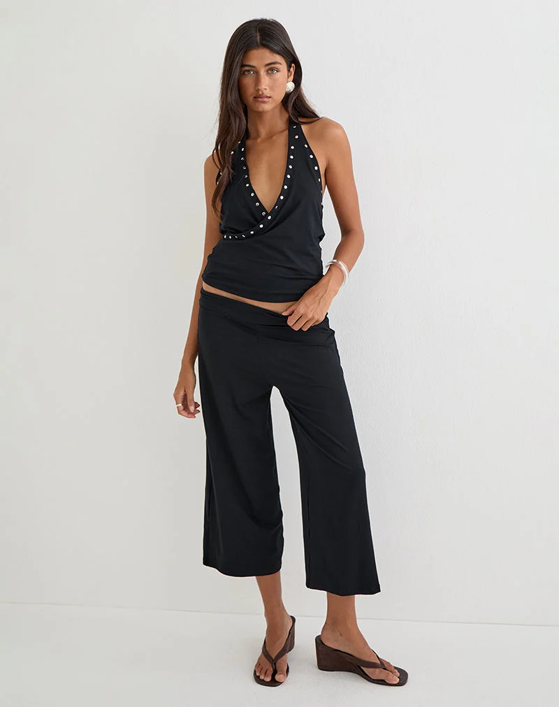 Haut Elske à clous en jersey de rayonne noir