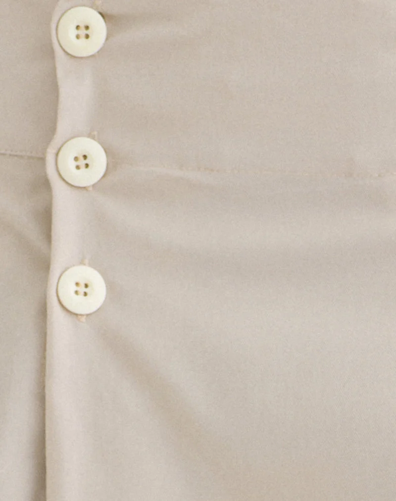 Jupe midi plissée Babete en sergé de coton léger, couleur pierre