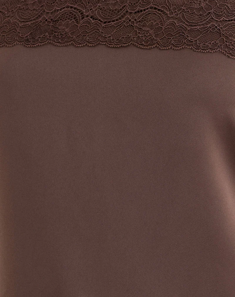 Mini-robe bandeau Sakya en satin marron