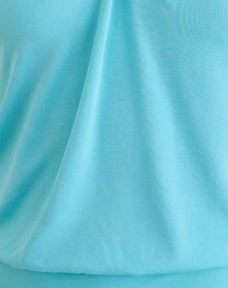 Halter-top Ballerie en cupro, couleur aqua