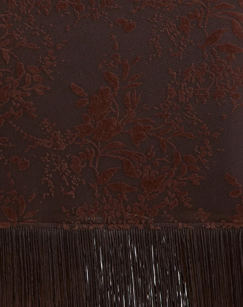 Jupe midi Tisaki, motif « Fine Leaf Flower Ganache »