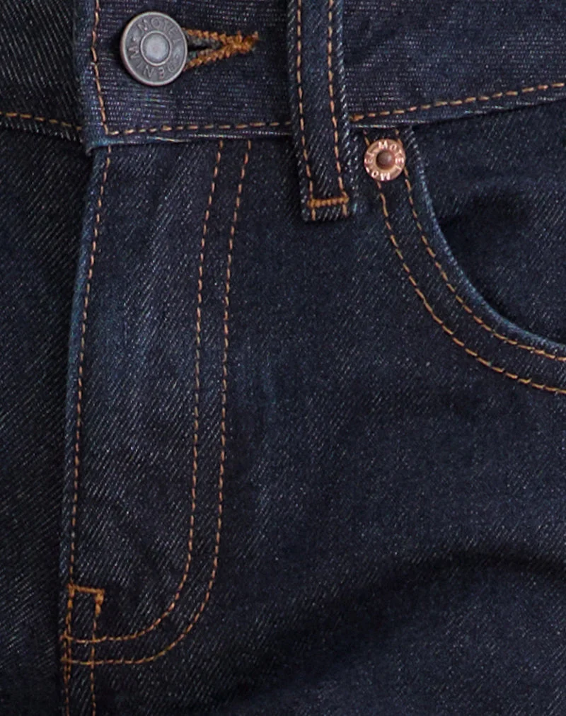 Jean évasé ample à taille basse, couleur indigo