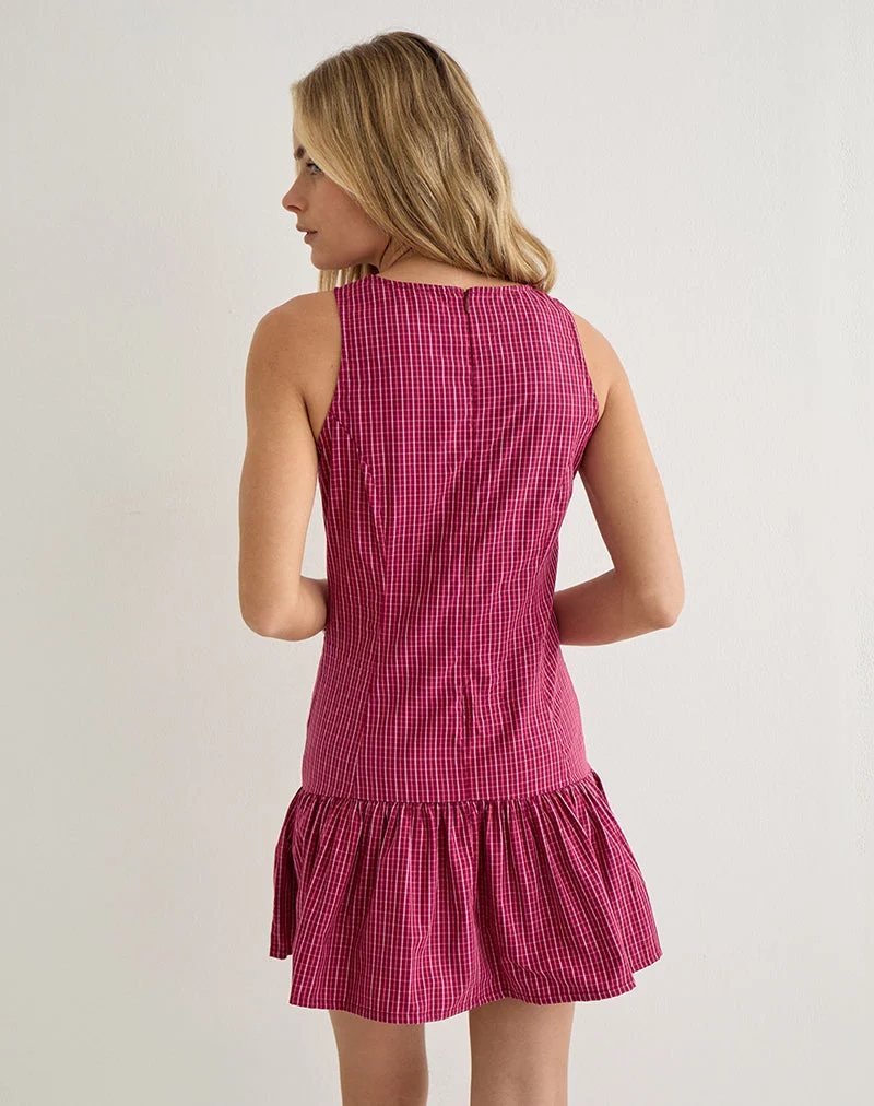 Robe Maelah à carreaux « Raspberry Shadow »