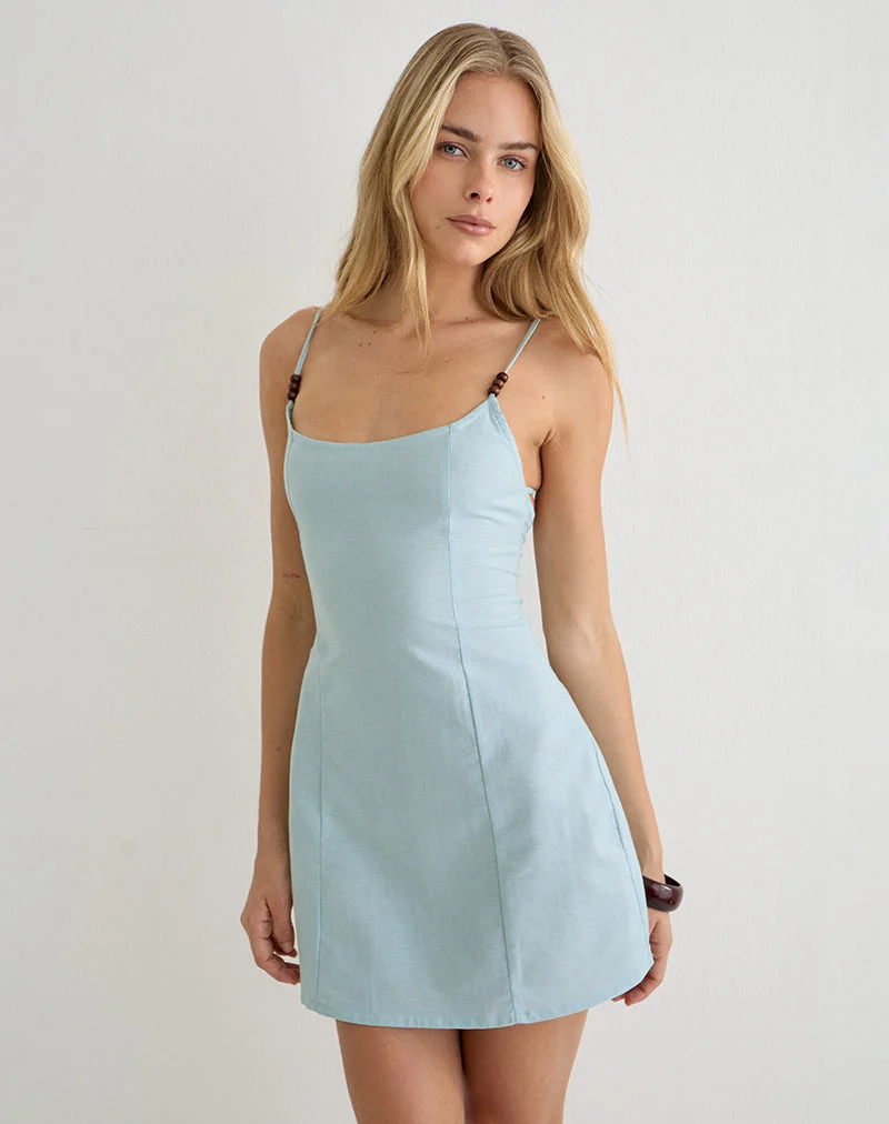 Mini-robe Ambra Scoop en lin bleu acier