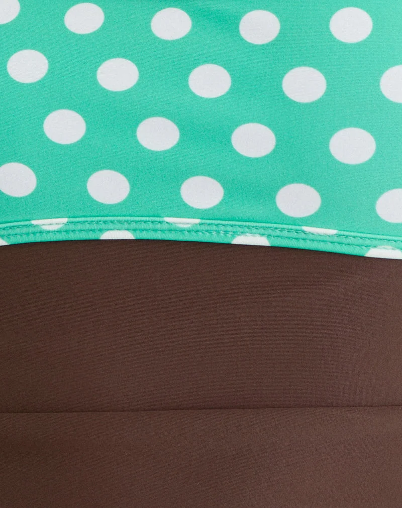 Tankini Fraba marron à pois verts de taille moyenne