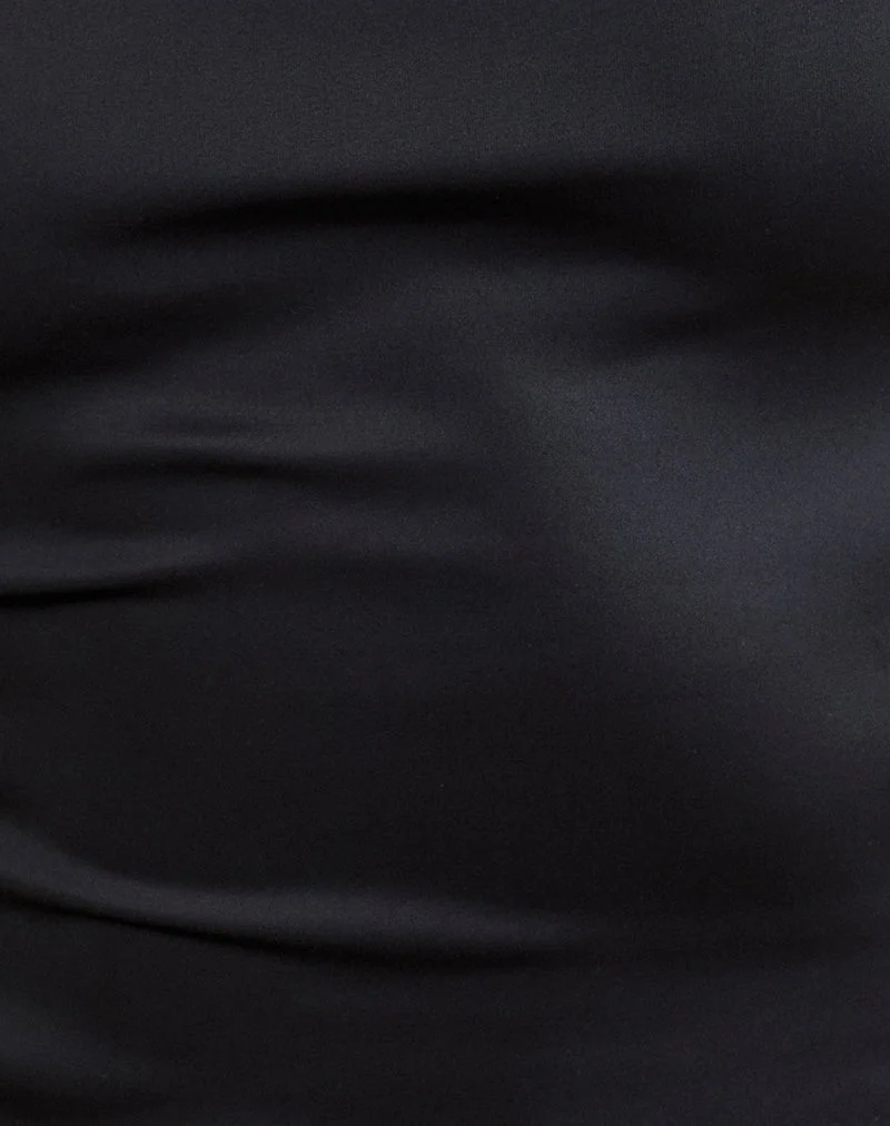 Haut corset bandeau à lacets Ayaka en satin noir