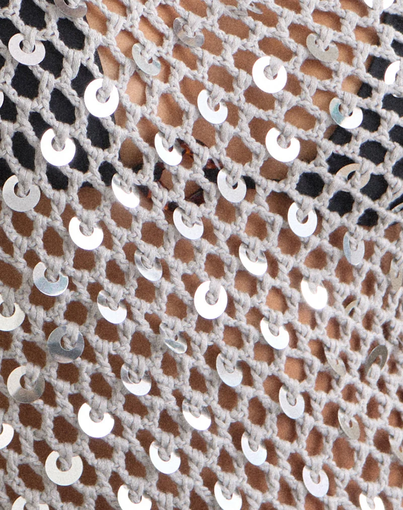Poncho Maliha en crochet argenté