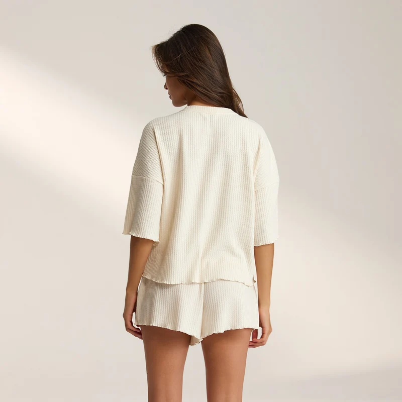 Haut de Pyjama Soft Waffle - Cream