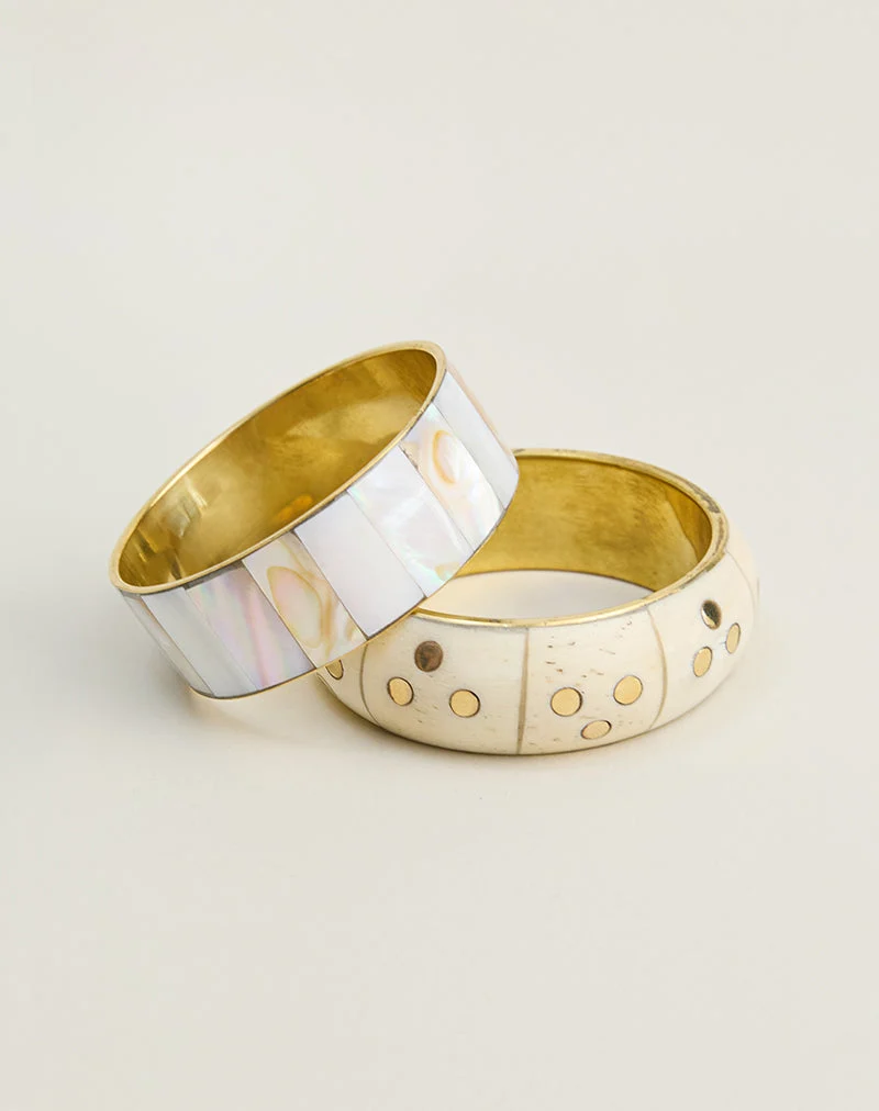 Ensemble de bracelets en ivoire et or