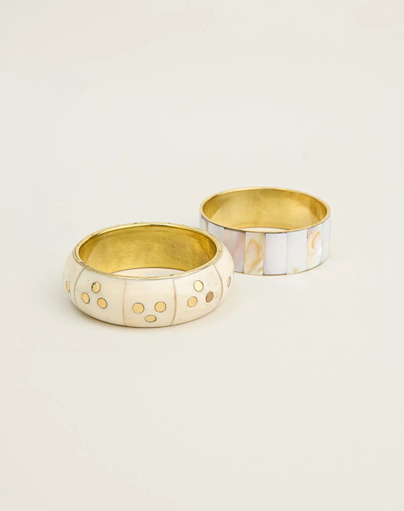Ensemble de bracelets en ivoire et or