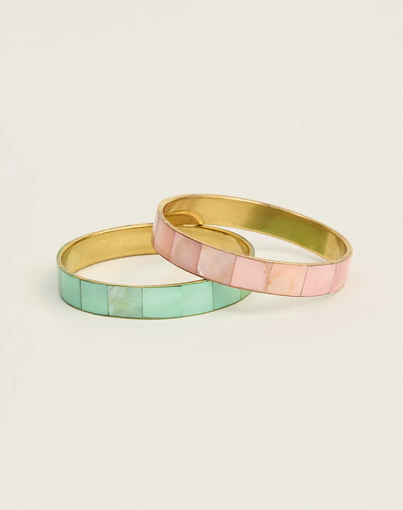 Ensemble de bracelets turquoise et rose