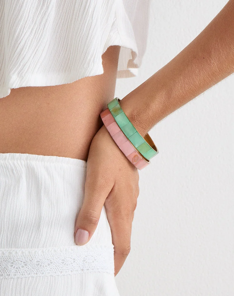 Ensemble de bracelets turquoise et rose