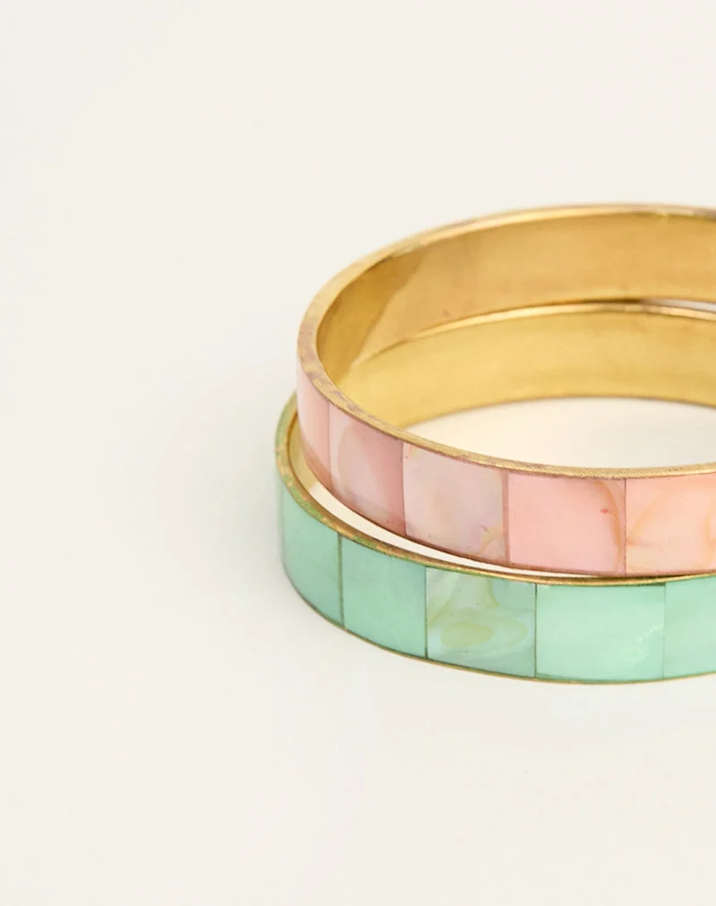 Ensemble de bracelets turquoise et rose