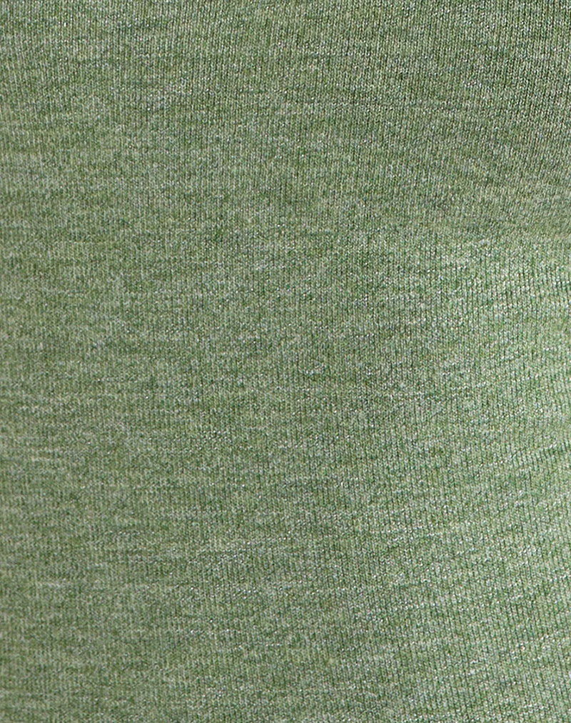 Haut Satuna avec perles, en maille chatoyante vert sauge