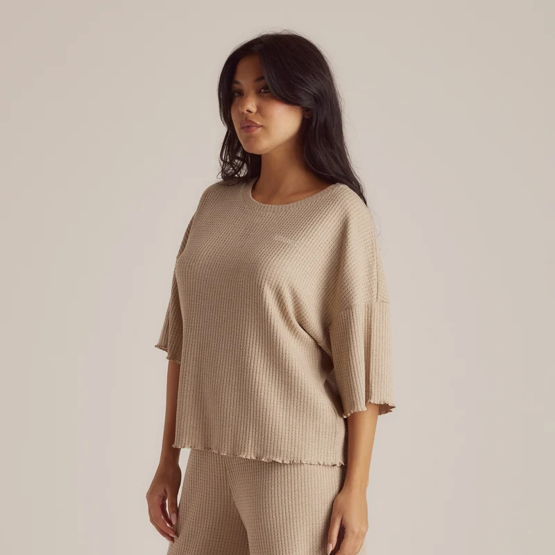 Haut de Pyjama Soft Waffle - Beige