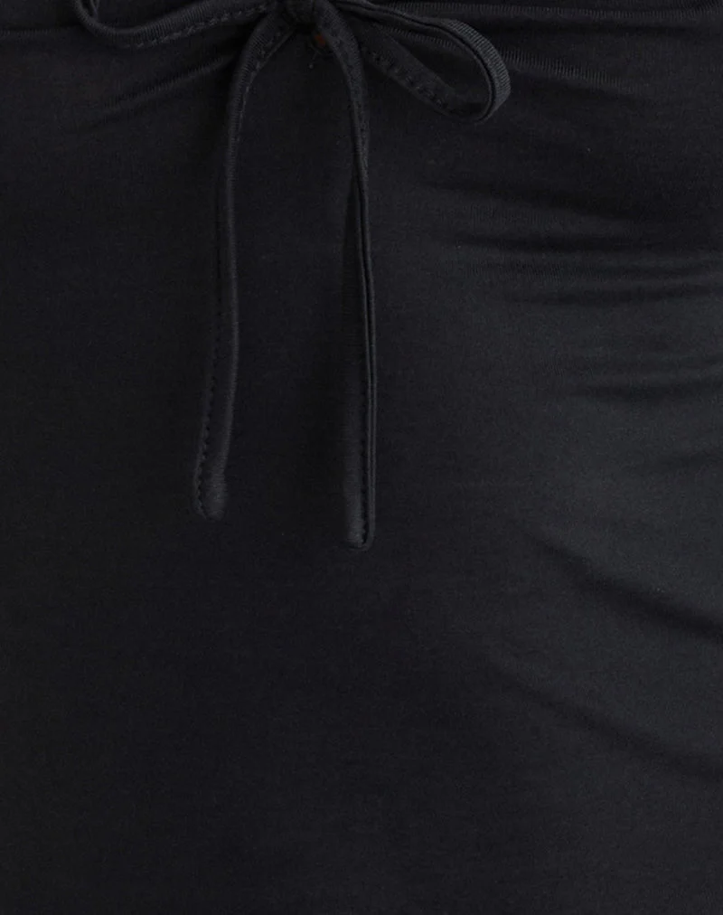Saiba Cap Sleeve Top in Cupro Black