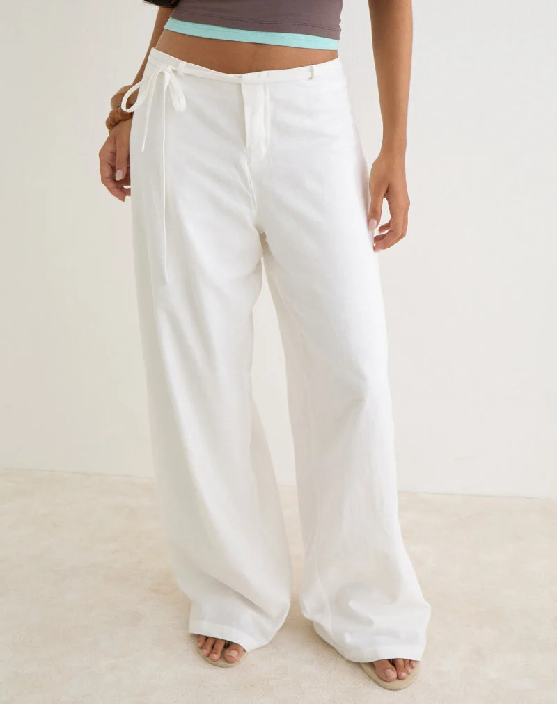 Pantalon Curisa avec nouage sur le côté, couleur ivoire