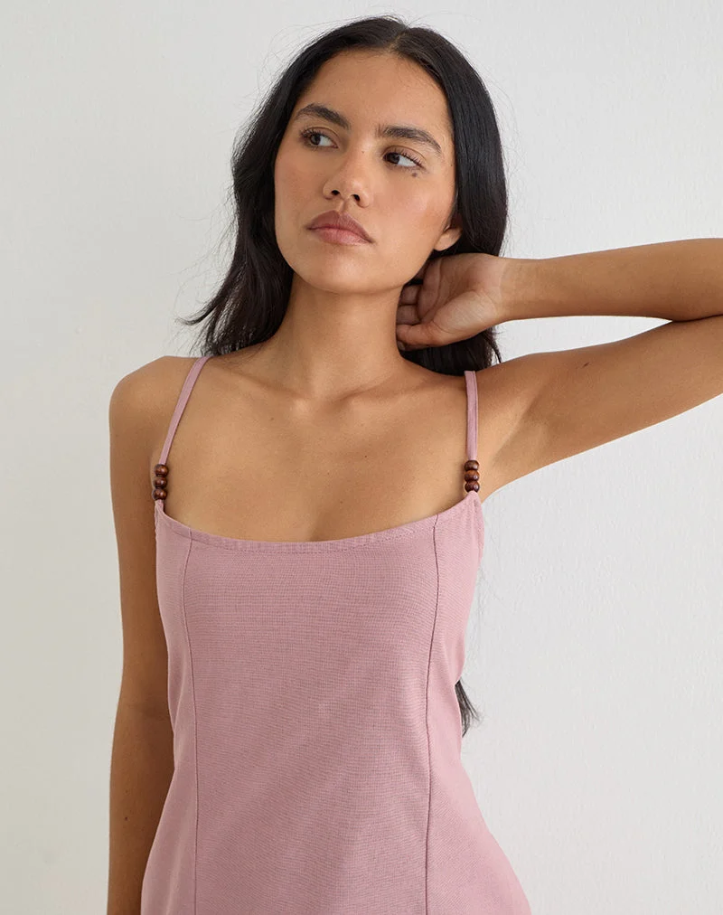 Mini-robe Ambra Scoop en lin rose poudré