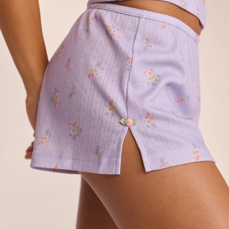 Short de Pyjama Pointelle - Lilas Floral