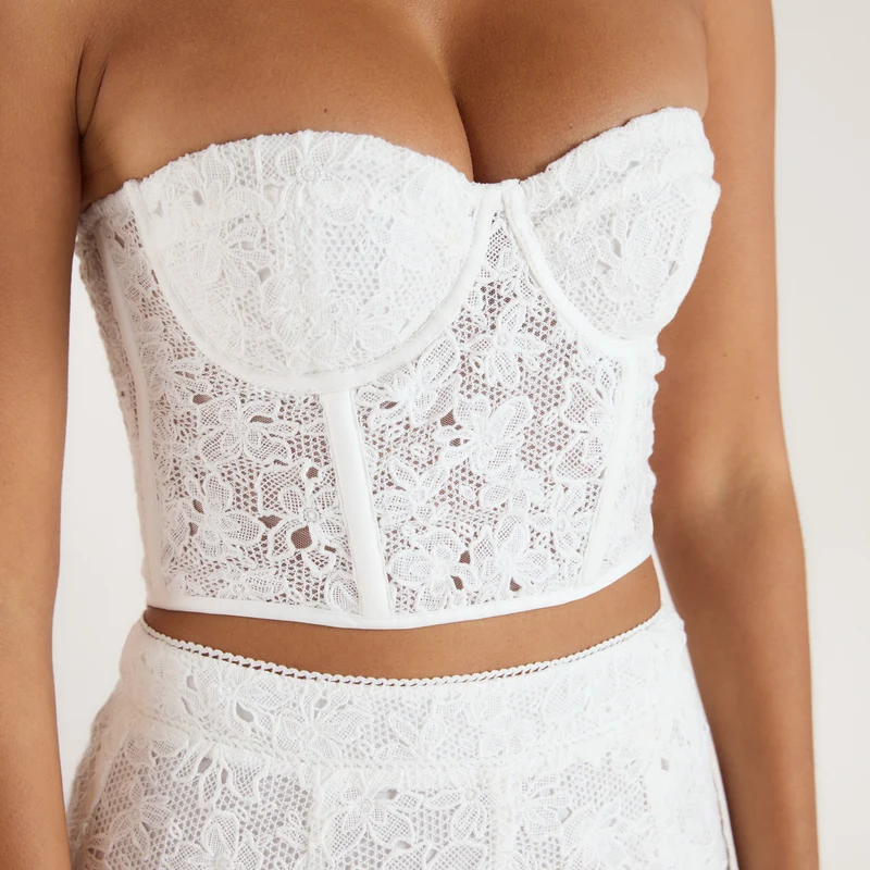 Top Corset en Dentelle - Blanc