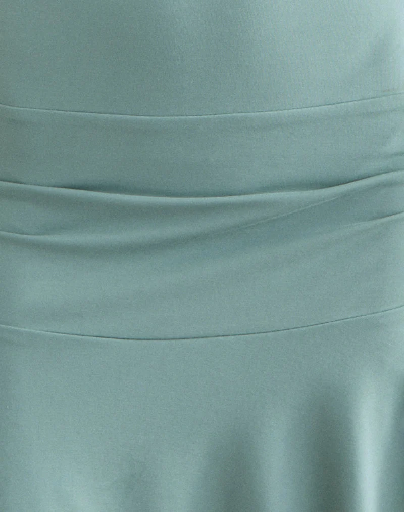 Mini-robe Mahalia à décolleté plongeant, couleur gris aqua