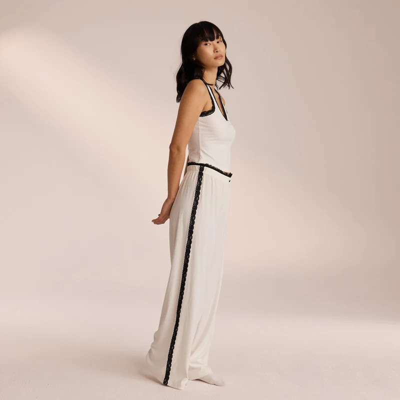 Pantalon de Pyjama en Dentelle - Blanc