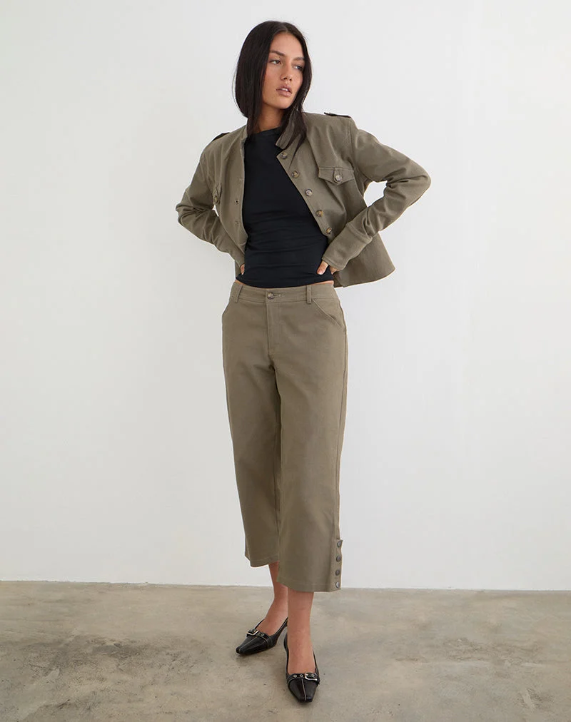 Pantalon capri Selesa en sergé kaki