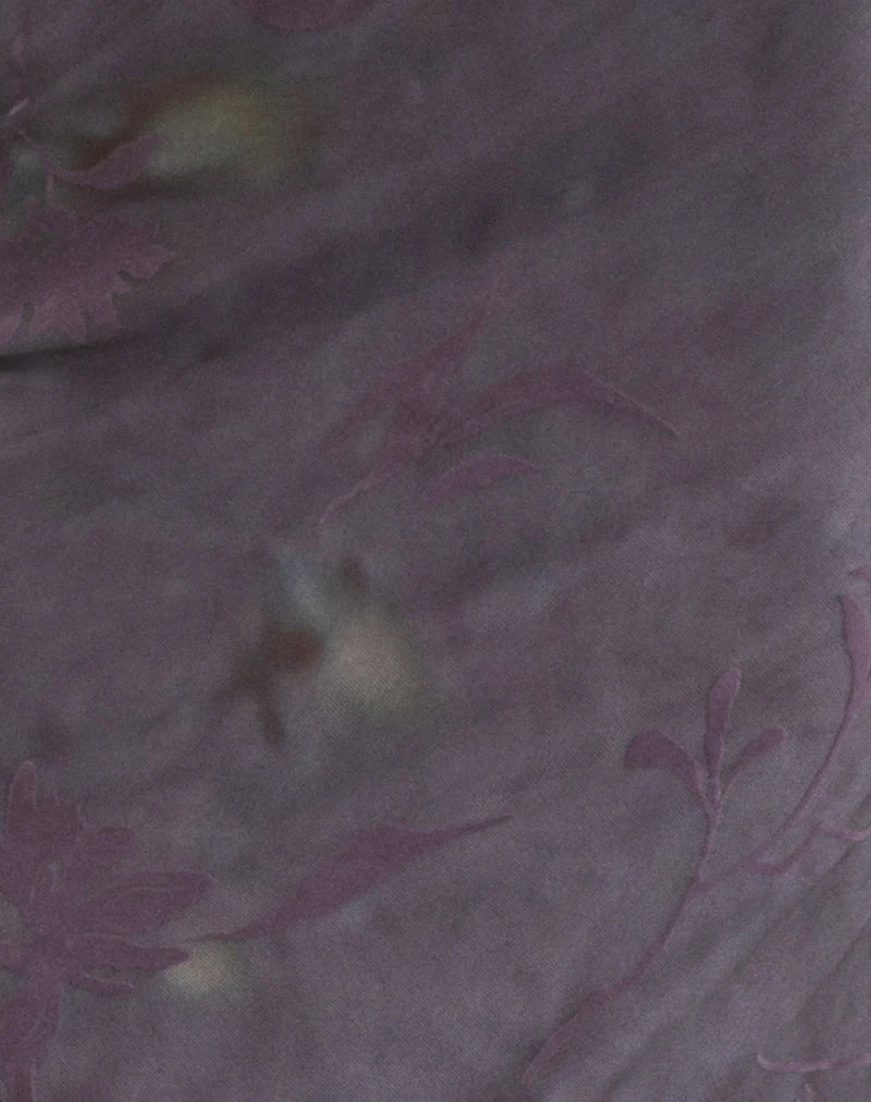 Jupe longue Alfreda à fleurs violettes évasées