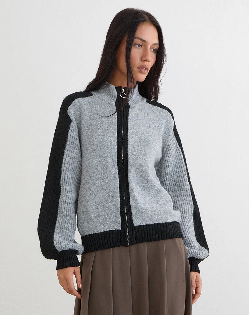 Pull Asrar en maille gris et noir