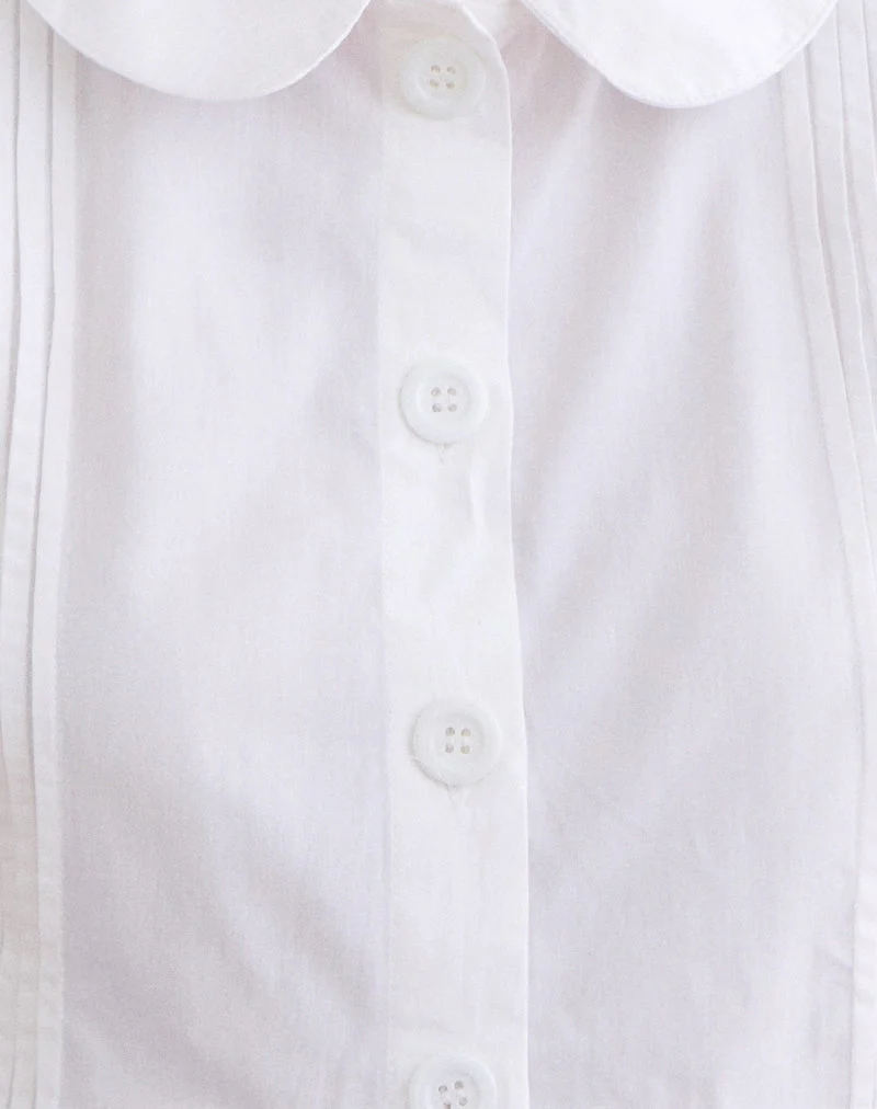 Blouse Linde à ourlet péplum en popeline blanche