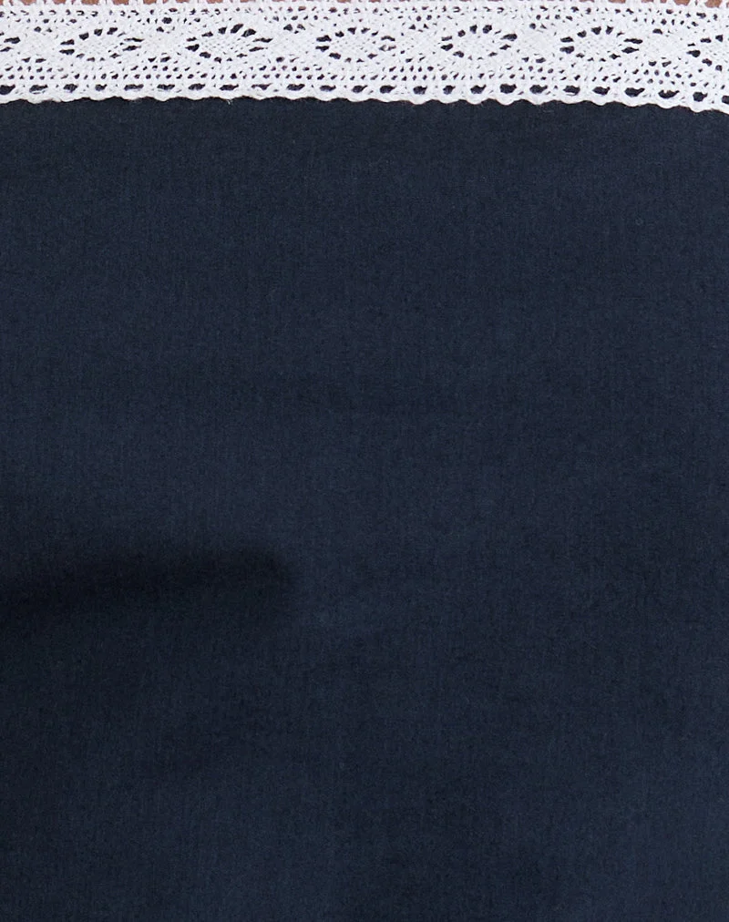 Robe bandeau Jesamine bleu marine foncé avec bordure en dentelle