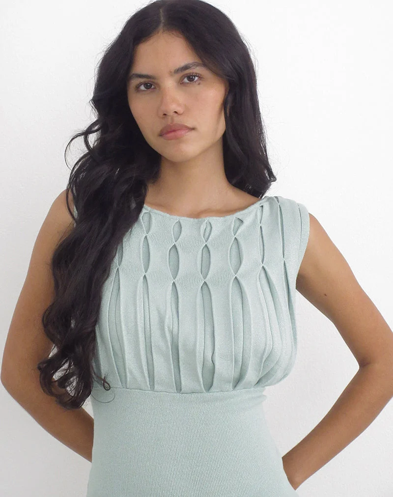 Haut Tapasya en lurex chatoyant vert menthe
