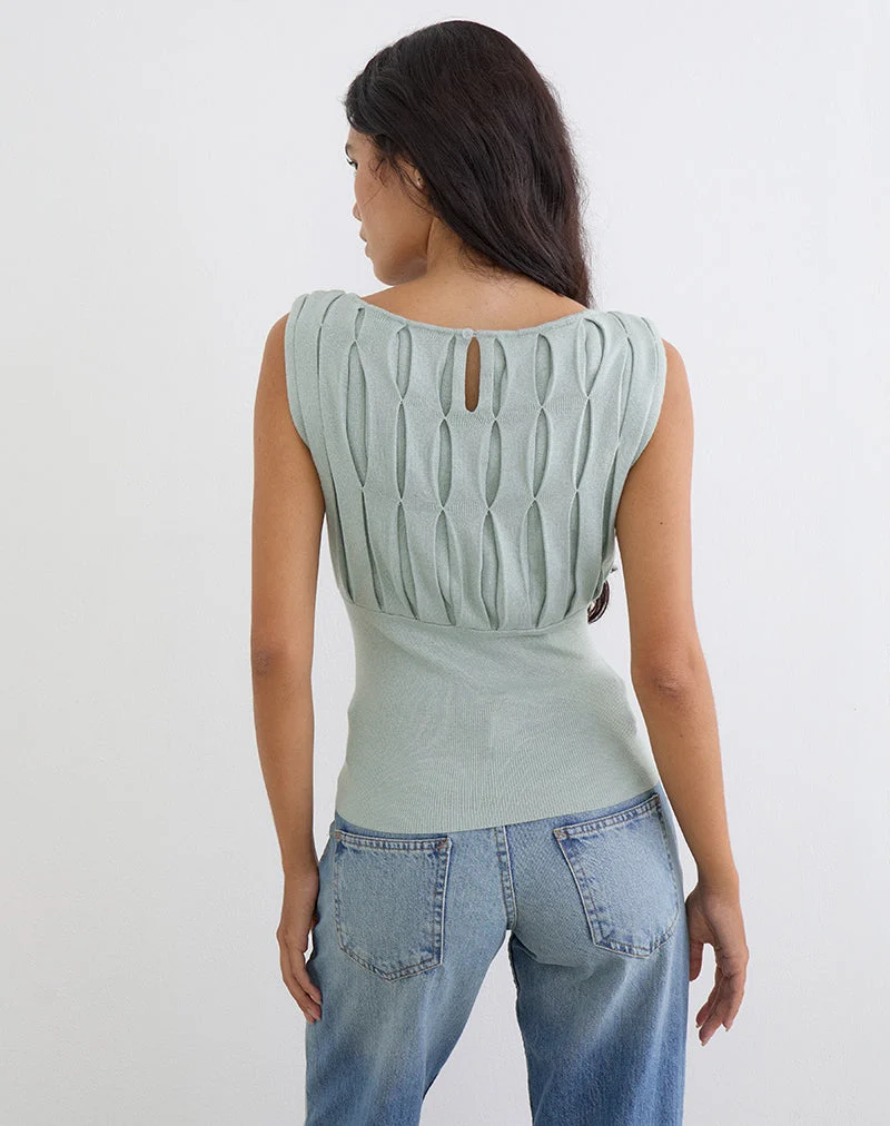 Haut Tapasya en lurex chatoyant vert menthe