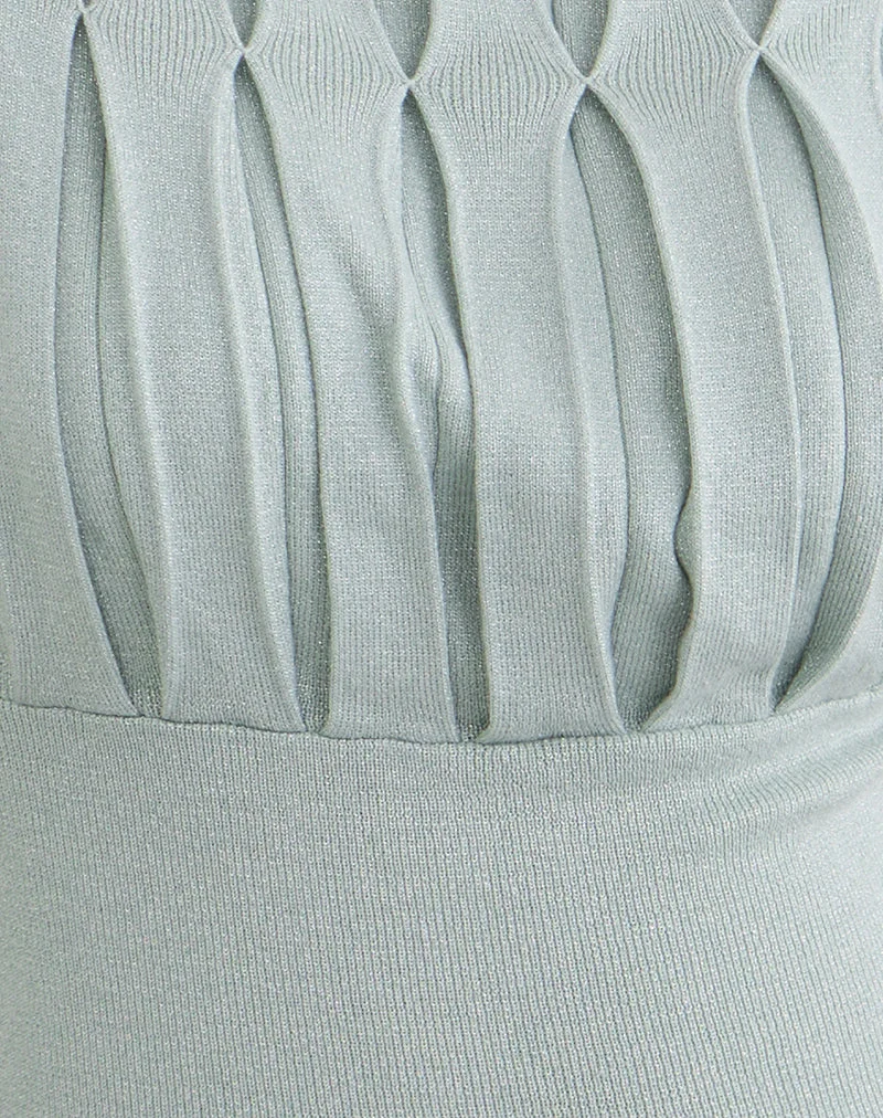Haut Tapasya en lurex chatoyant vert menthe